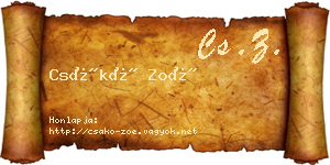Csákó Zoé névjegykártya